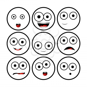 Illustration of modern flat collection with different emoticons
