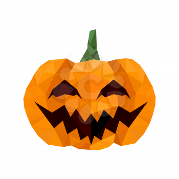 Modern flat design with halloween origami pumpkin isolated on white background
