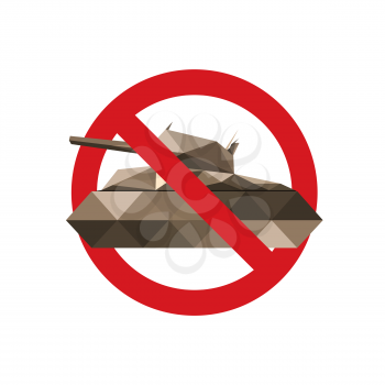 Forbidden sign for military tanks isolated on white background
