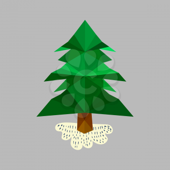 Illustration with origami pine tree