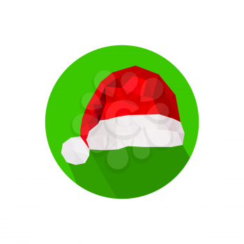 Modern flat origami design with santa hat icon on green background