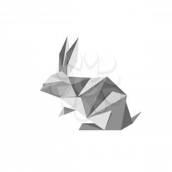 Illustration with origami rabbit isolated on white background