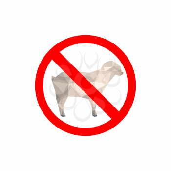 Modern flat design of prohibition sign with sheep  isolated on white background