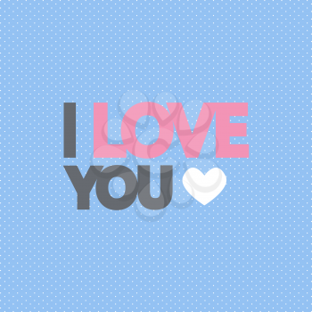 Modern flat illustration with bold I love you text on blue background
