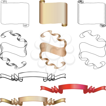 Royalty Free Clipart Image of Scrolls and Banners