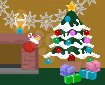 Royalty Free Clipart Image of a Christmas Scene