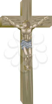 Royalty Free Clipart Image of a Crucified Jesus Christ