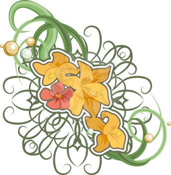 Royalty Free Clipart Image of a Floral Element