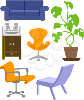 Royalty Free Clipart Image of a Selection of Furniture 