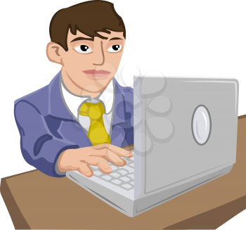 Royalty Free Clipart Image of a Man Working at a Computer 