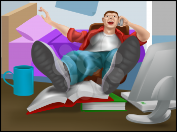 Royalty Free Clipart Image of a Lazy Teenager 