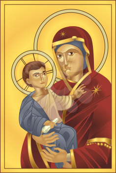 Royalty Free Clipart Image of the Virgin Mary and Jesus Christ