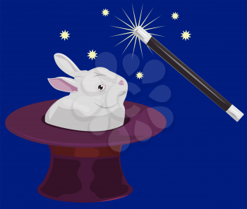 Royalty Free Clipart Image of a Rabbit in a Top Hat
