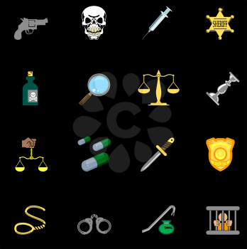 Royalty Free Clipart Image of Law, Order and Crime Icons
