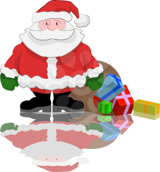 Royalty Free Clipart Image of Santa With a Bag of Presents 