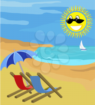 Royalty Free Clipart Image of Chairs on the Beach