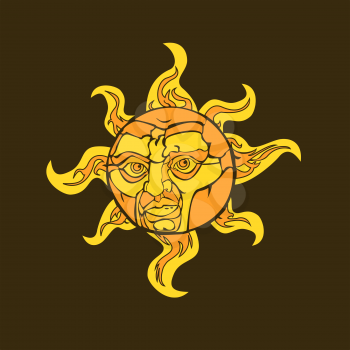 Royalty Free Clipart Image of a Sun With a Face