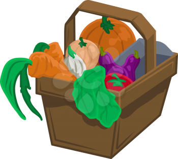 Royalty Free Clipart Image of a Basket of Vegetables