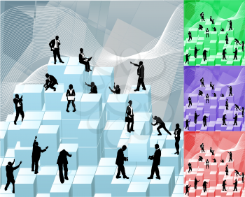 Royalty Free Clipart Image of Businesspeople on Blocks