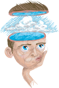 Royalty Free Clipart Image of a Conceptual Illustration Blue Sky Thinking 