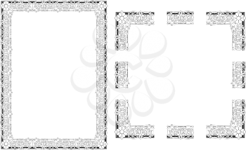 Royalty Free Clipart Image of a Rococo Style Border Frame with Elements for Any Ratio