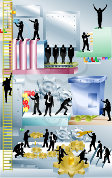 Royalty Free Clipart Image of Businesspeople on a Machine