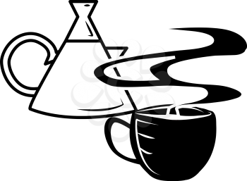 Royalty Free Clipart Image of a Coffee Pot and Cup