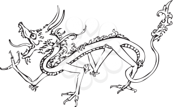 Royalty Free Clipart Image of a Dragon Illustration
