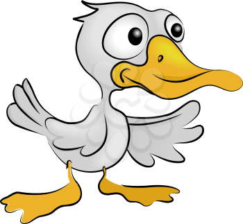 Royalty Free Clipart Image of a Cartoon Duck