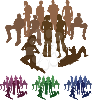 Royalty Free Clipart Image of Groups of Friends