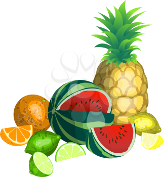 Royalty Free Clipart Image of Some Tropical Fruit