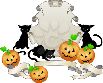 Royalty Free Clipart Image of a Halloween Themed Shield