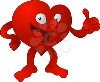 Royalty Free Clipart Image of a Heart Giving a Thumbs Up