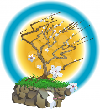 Royalty Free Clipart Image of a Cherry Blossom Tree