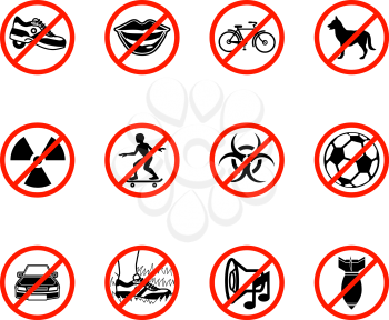 Royalty Free Clipart Image of a Set of No Icons