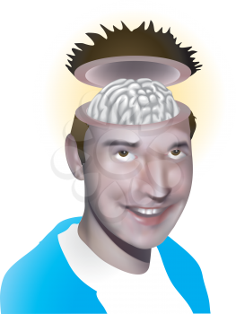 Royalty Free Clipart Image of a Man's Brain Exposed