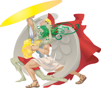 Royalty Free Clipart Image of Perseus Slaying Medusa from Mythology