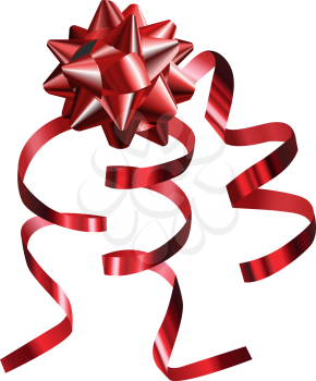 Royalty Free Clipart Image of a Shiny Red Bow