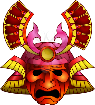 Royalty Free Clipart Image of an Illustration of a Samurai Mask