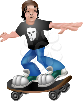 Royalty Free Clipart Image of a Boy Skateboarding