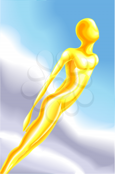 Royalty Free Clipart Image of a Gold Man 
