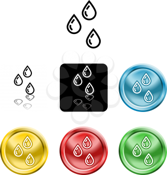 Royalty Free Clipart Image of Differently Stylized Water Droplets