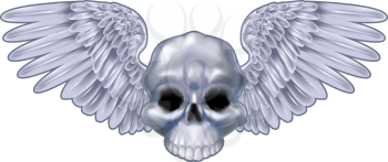 Royalty Free Clipart Image of a Winged Skull
