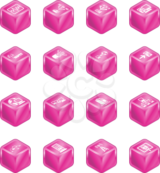 Royalty Free Clipart Image of Cubed Network Icons