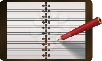 Royalty Free Clipart Image of a Pencil Writing in a Diary