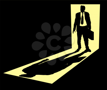 Royalty Free Clipart Image of a Businessman Standing in a Doorway