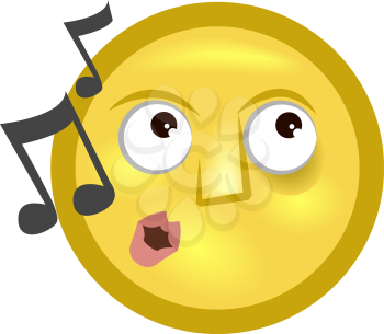 Royalty Free Clipart Image of a Whistling Emoticon