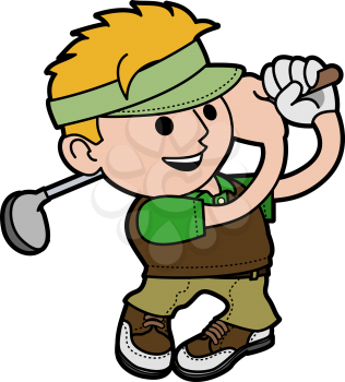 Royalty Free Clipart Image of a Man Golfing