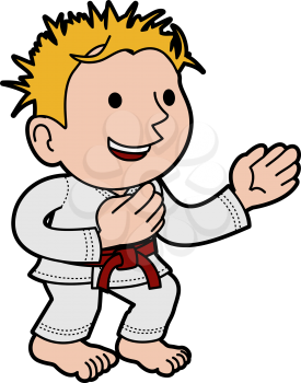 Royalty Free Clipart Image of a Boy Practicing Karare