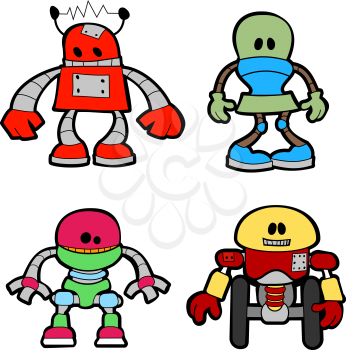 Royalty Free Clipart Image of Various Robots